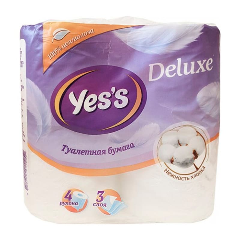 Туалетная бумага Yes's deluxe 3 слоя 4 рулона полотенца бумажные мягкий знак deluxe 2 слоя 2 рулона