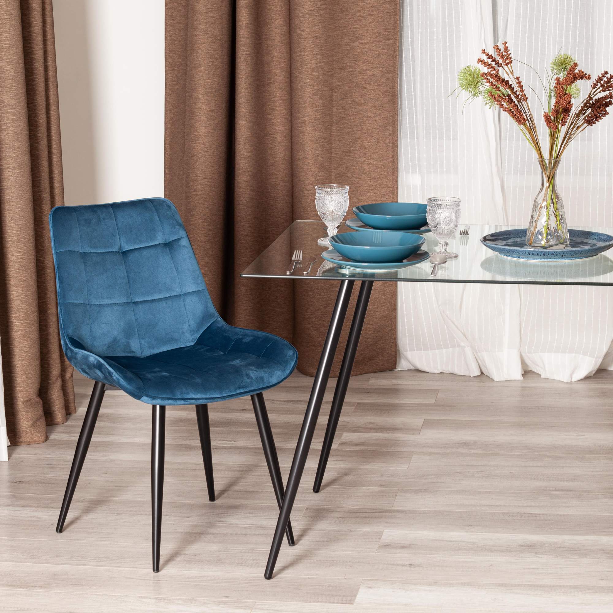 

Стул обеденный для кухни TetChair ABRUZZO, вельвет, синий, ABRUZZO