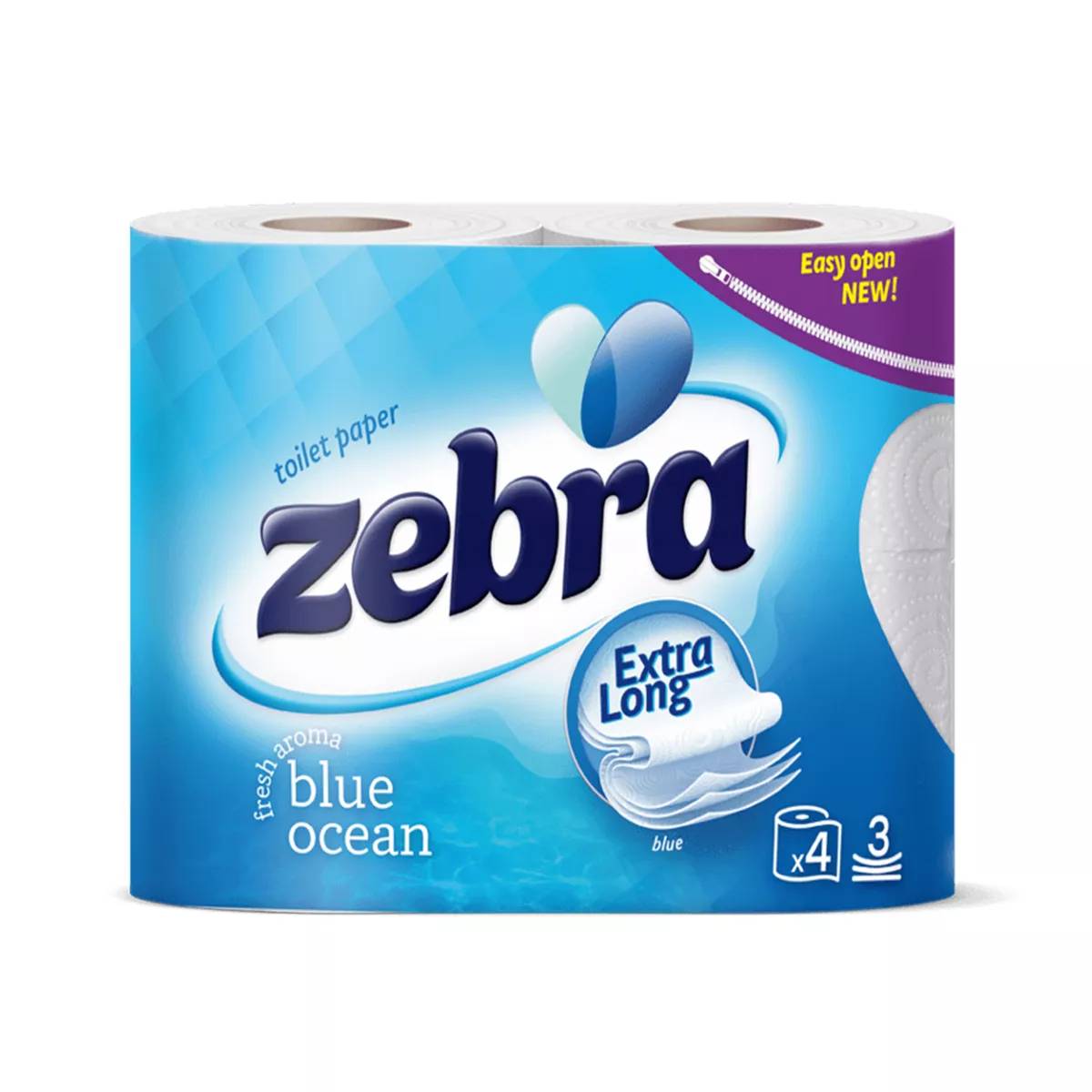 фото Туалетная бумага zebra extra long blue ocean 3-слойная 4 рулона