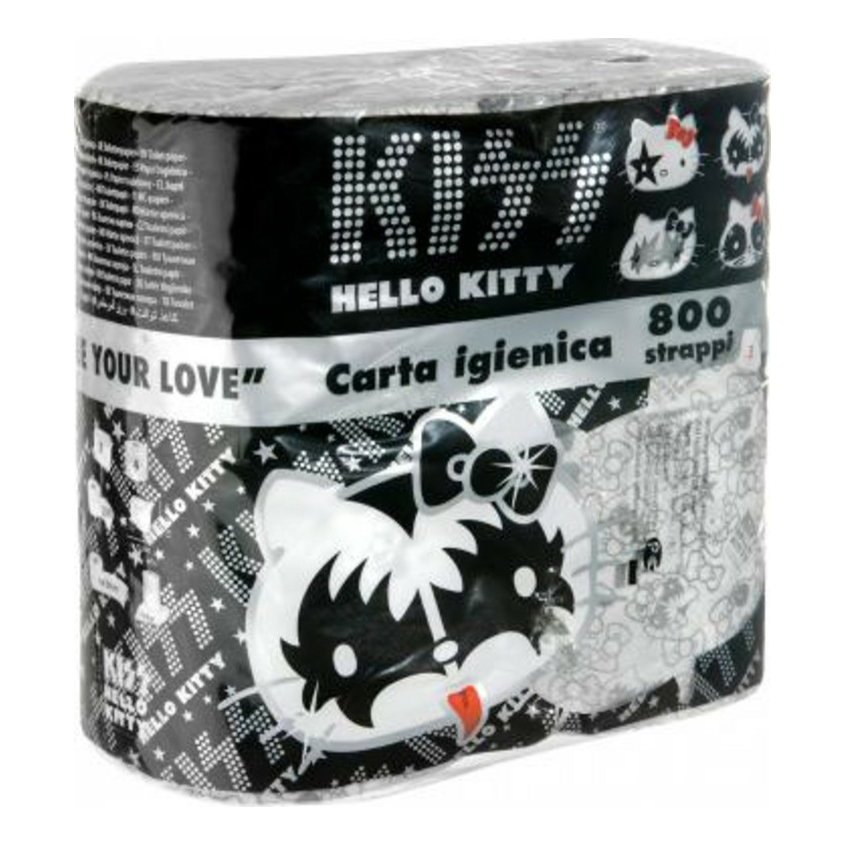 фото Туалетная бумага для личной гигиены hello kitty kiss 3 слоя 4 шт