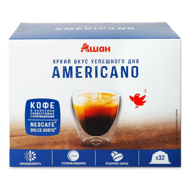 фото Кофе ашан красная птица dolce gusto americano в капсулах 32 шт