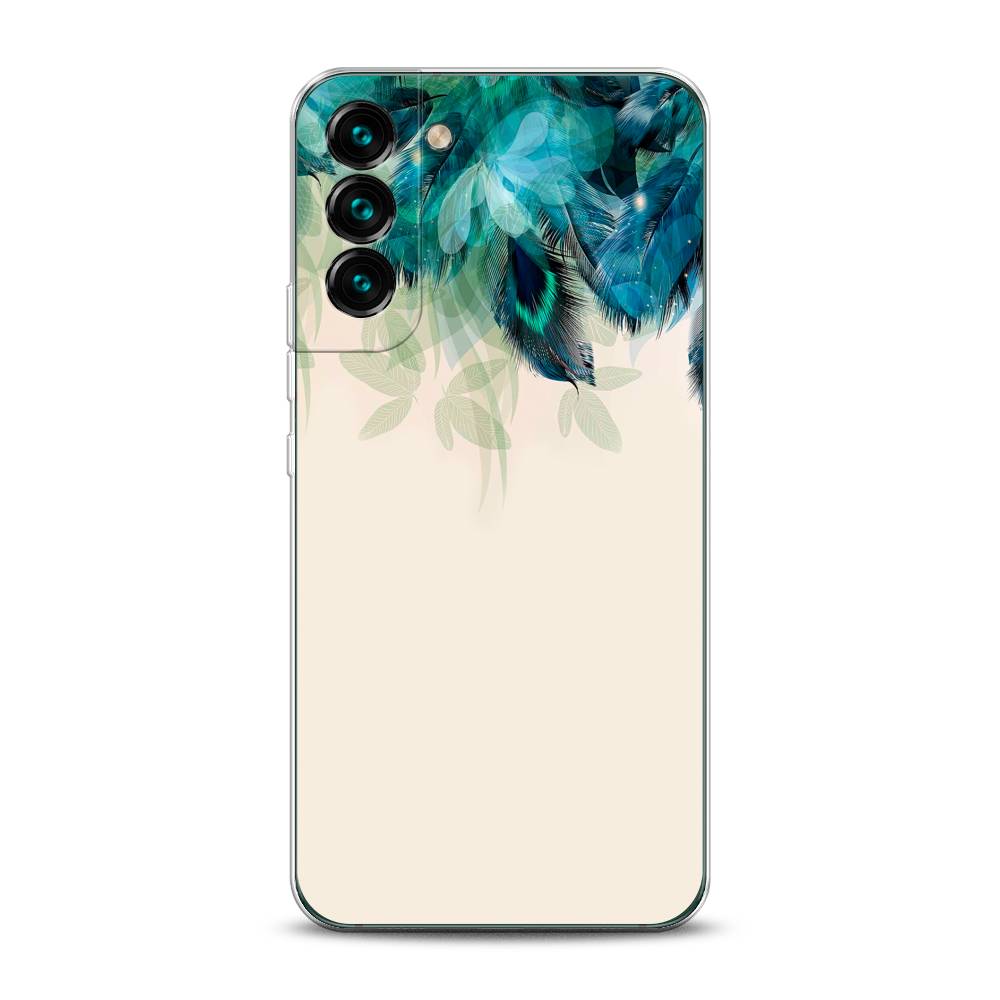 фото Чехол awog "перья голубого цвета" для samsung galaxy s22