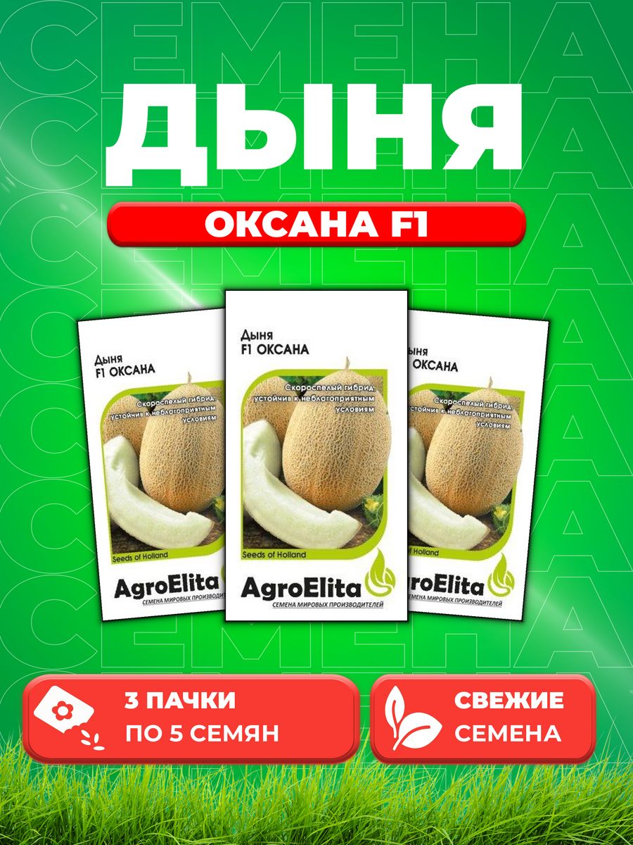

Семена Дыня Оксана F1, 5шт, AgroElita, Enza Zaden (3уп)