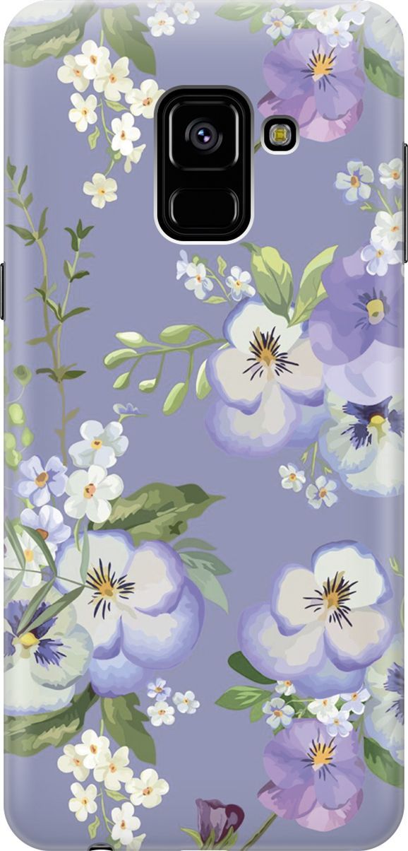 

Чехол на Samsung Galaxy A8 (2018) с принтом "Цветочки на синем фоне", 7213