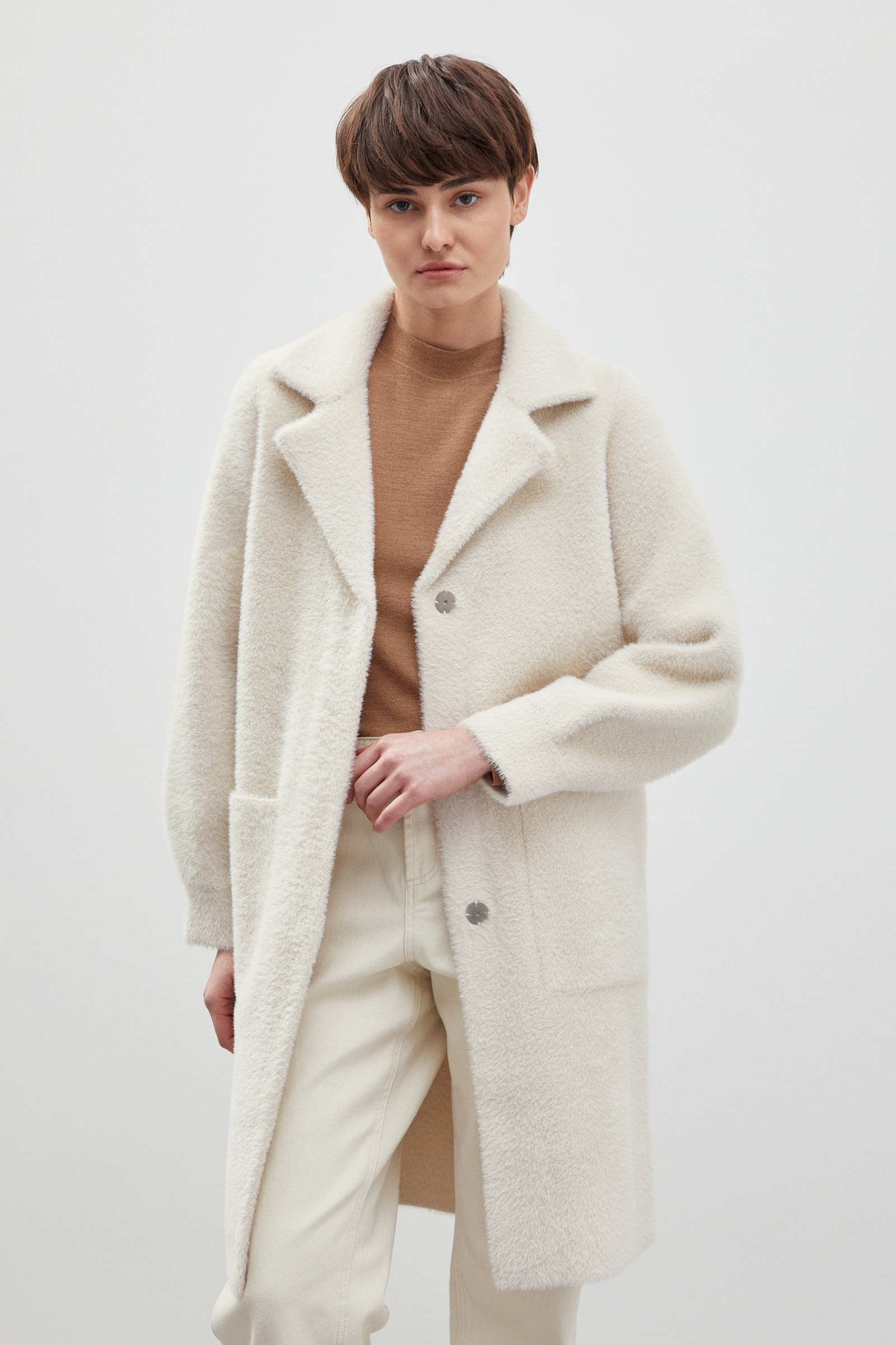 Пальто женское Finn Flare FBC11149 белое 2XL