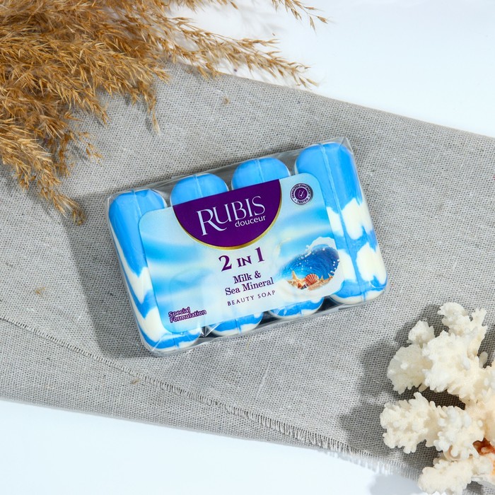

Мыло туалетное Rubis "Milk & Sea mineral", 4х90 360 г