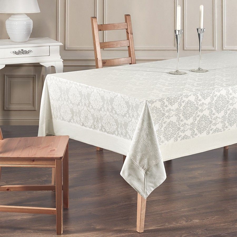 

Karna 3679 Скатерть "KARNA" с кантом DAMASK COTON 160x220 см Кремовый