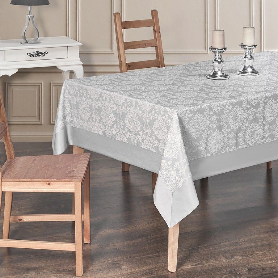 

Karna 3679 Скатерть "KARNA" с кантом DAMASK COTON 160x220 см Серый