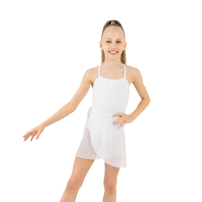Юбка с запахом гимнастическая, шифон, цвет белый, размер 26-28 юбка гимнастическая на резинке