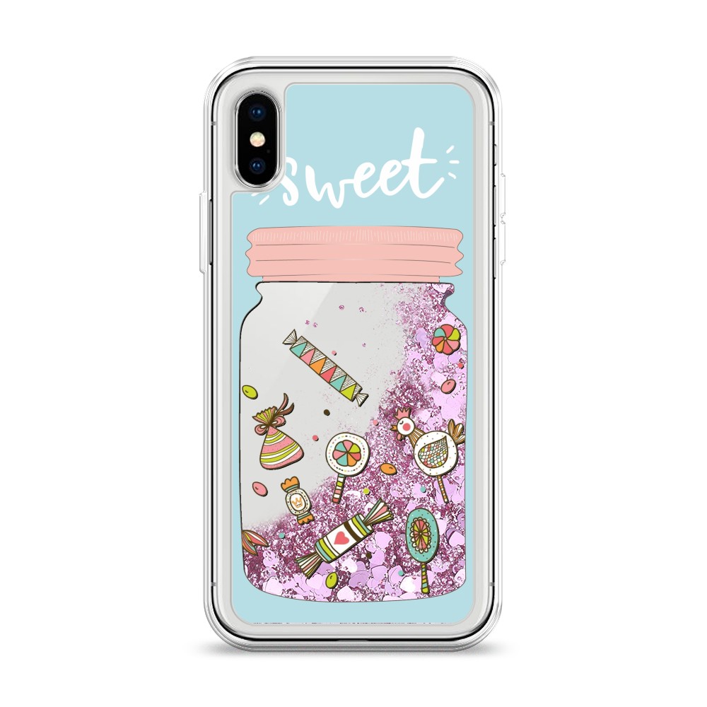 

Жидкий чехол с блестками "Конфетки в банке" на Apple iPhone XS (10S), 11894-1