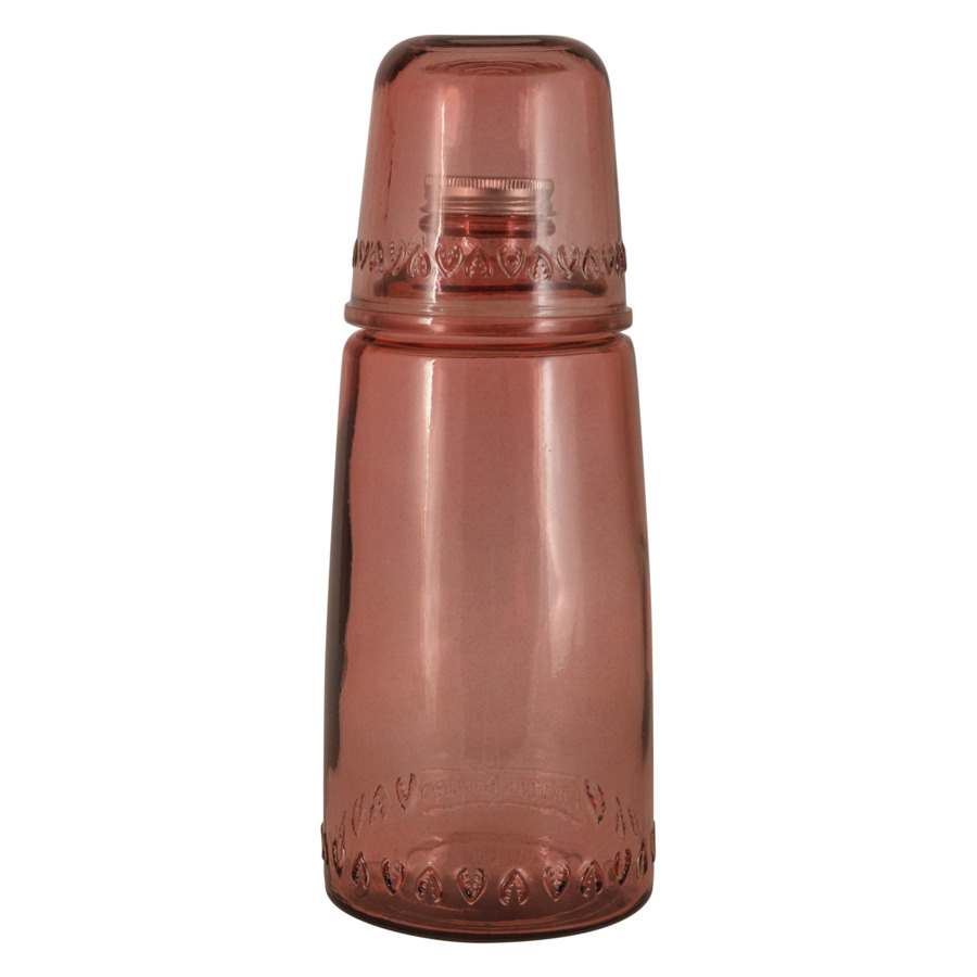 фото Бутылка для воды 1 л со стаканом 220 мл san miguel natural water, стекло, розовый