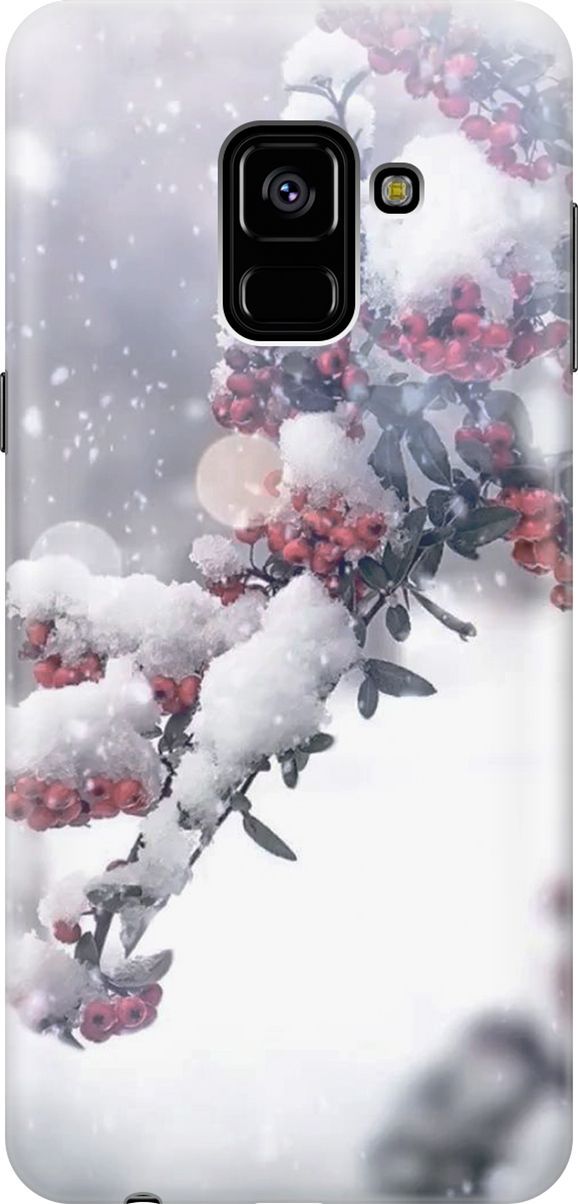

Чехол на Samsung Galaxy A8 (2018) с принтом "Заснеженная рябина", Белый;серый, 7215