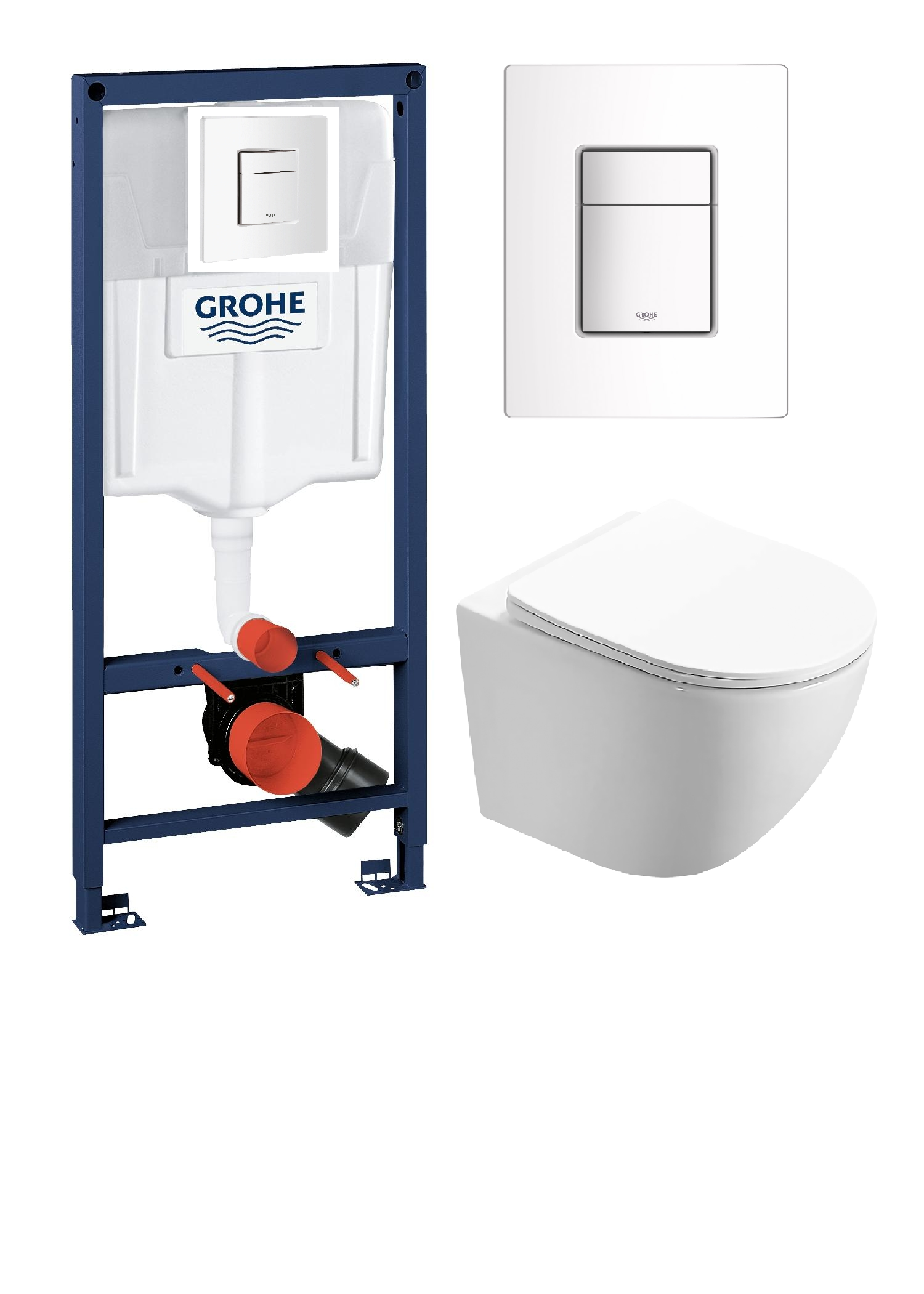 фото Комплект инсталляция grohe 38732sh0 бел.кв+унитаз подвесной azario trevi az0093uq3