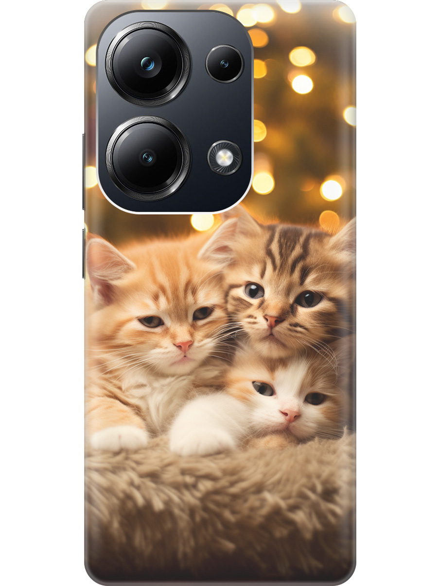 

Чехол на Xiaomi Redmi Note 13 Pro 4G / Poco M6 Pro 4G "Котята и Новый Год", Бежевый;желтый, 20012097