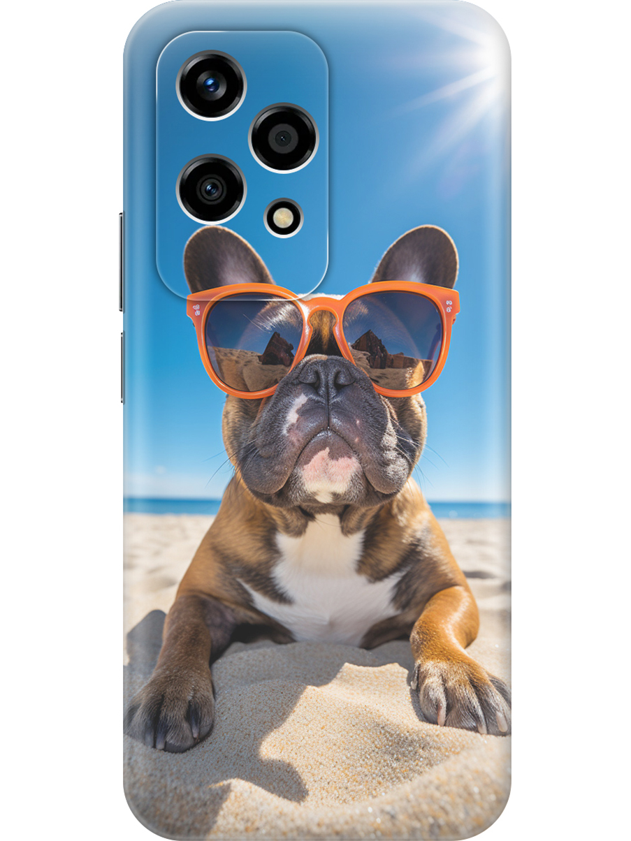 

Силиконовый чехол на Honor 200 lite с принтом "Бульдог на пляже", Прозрачный;желтый;синий, 783979012