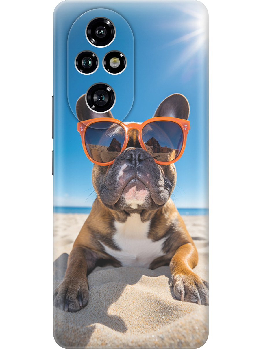 

Силиконовый чехол на Honor 200 pro с принтом "Бульдог на пляже", Прозрачный;желтый;синий, 783979612