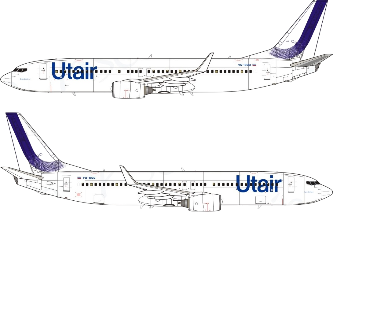 738-065 Декаль для самолета Boeing 737-800 UtAir new colors 2017 1/144