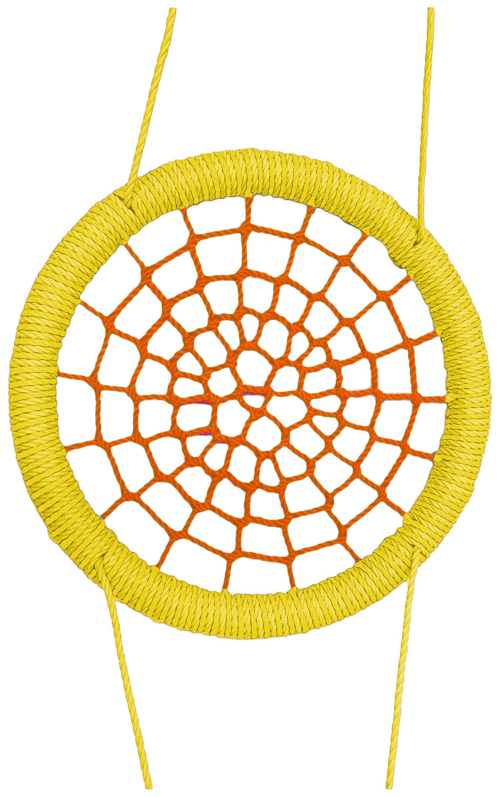 Качели-гнездо подвесные STORK NEST Премиум d 120 см Обод Желтый толщ. нити 15 мм оранжевый