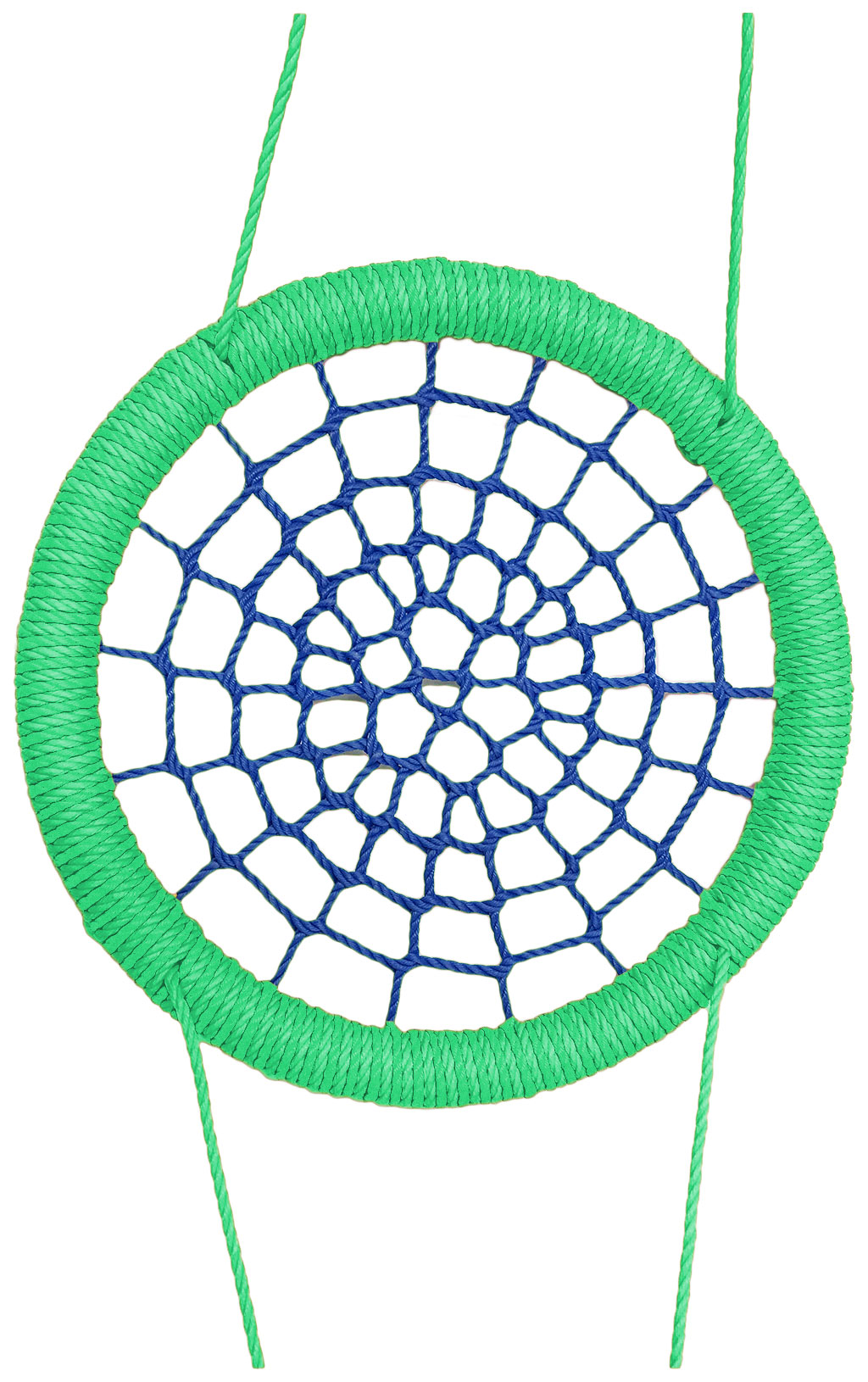 Качели-гнездо подвесные STORK NEST Премиум d 120 см Обод Зеленый толщ. нити 15 мм синий