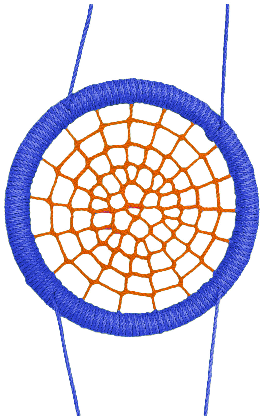 Качели-гнездо подвесные STORK NEST Премиум d 120 см Обод синий толщ. нити 15 мм оранжевый