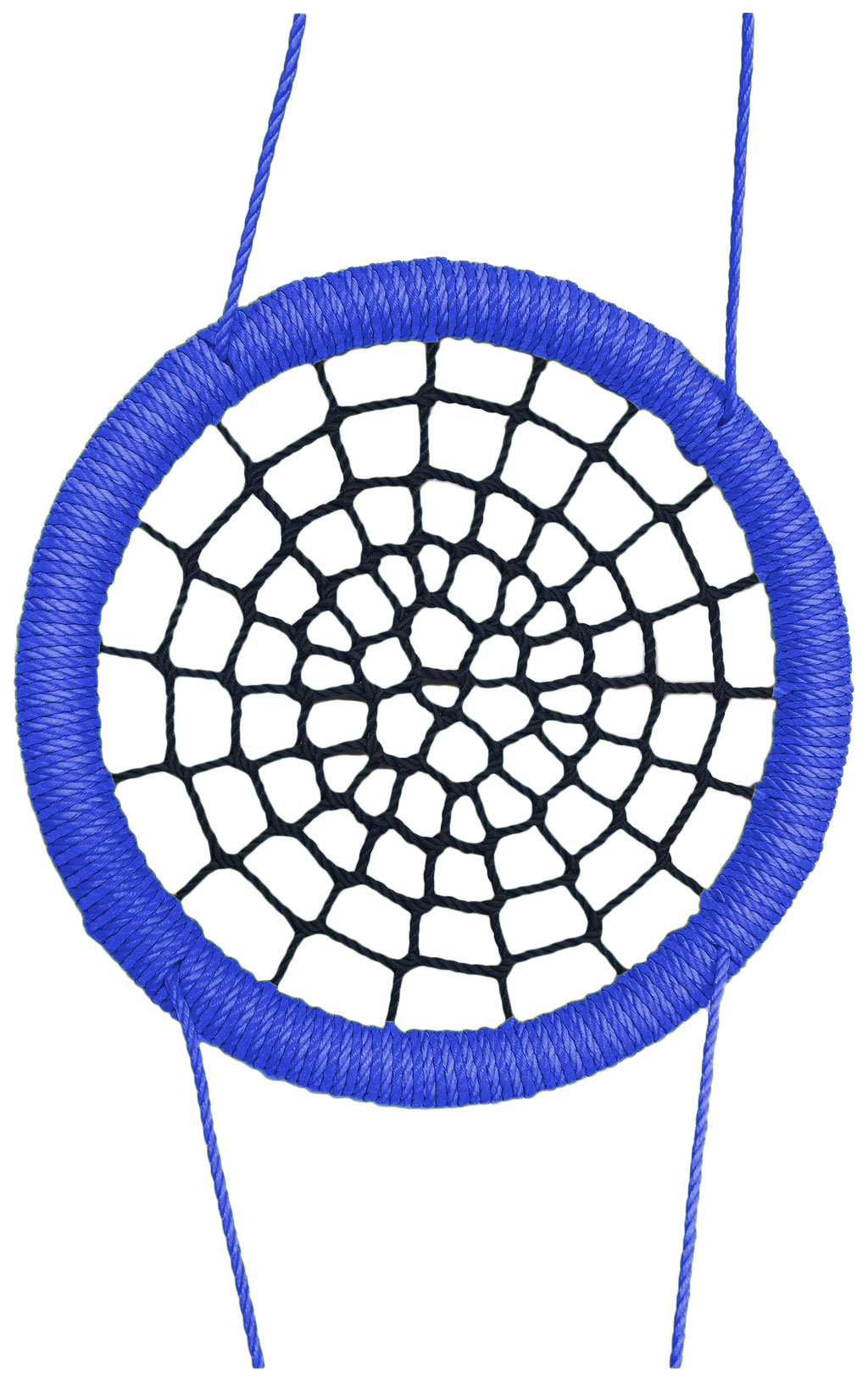 Качели-гнездо подвесные STORK NEST Премиум d 120 см Обод синий толщ. нити 15 мм черный
