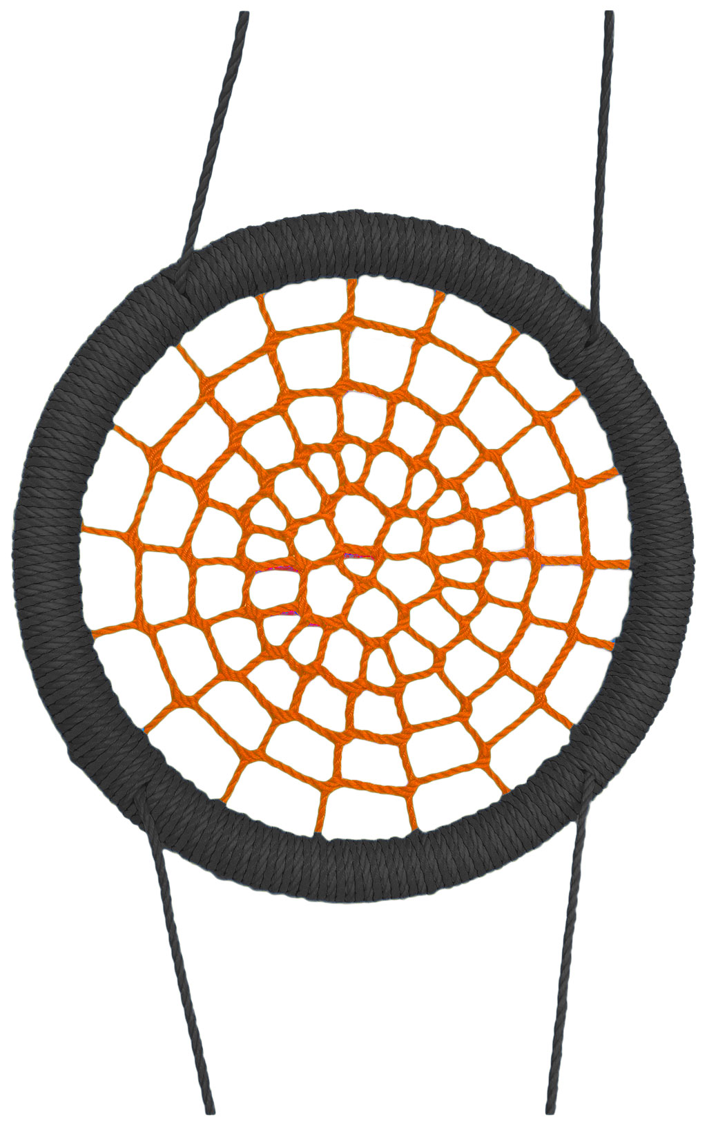 Качели-гнездо подвесные STORK NEST Премиум d 120 см Обод Черный толщ. нити 15 мм оранжевый