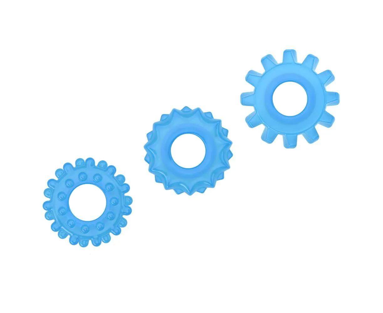 Набор из 3 голубых, светящихся в темноте эрекционных колец Lumino Play