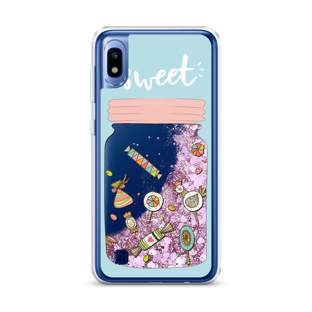 

Жидкий чехол с блестками "Конфетки в банке" на Samsung Galaxy A10, 27994-1