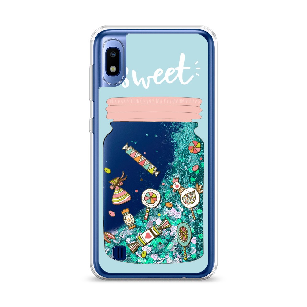 

Жидкий чехол с блестками "Конфетки в банке" на Samsung Galaxy A10
