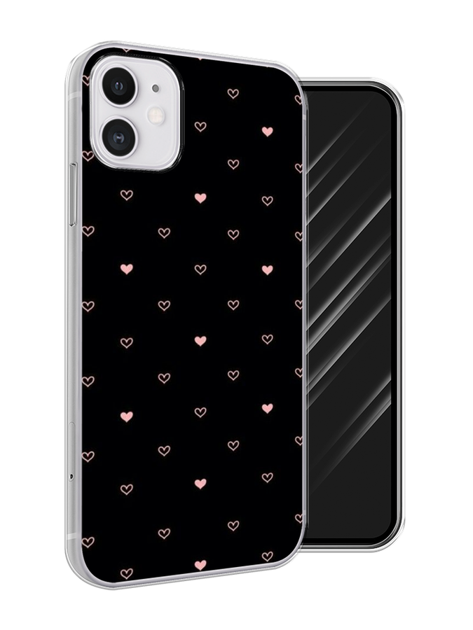 

Чехол Awog на Apple iPhone 11 / Айфон 11 "Черный фон и сердечки", Разноцветный, 12150-3
