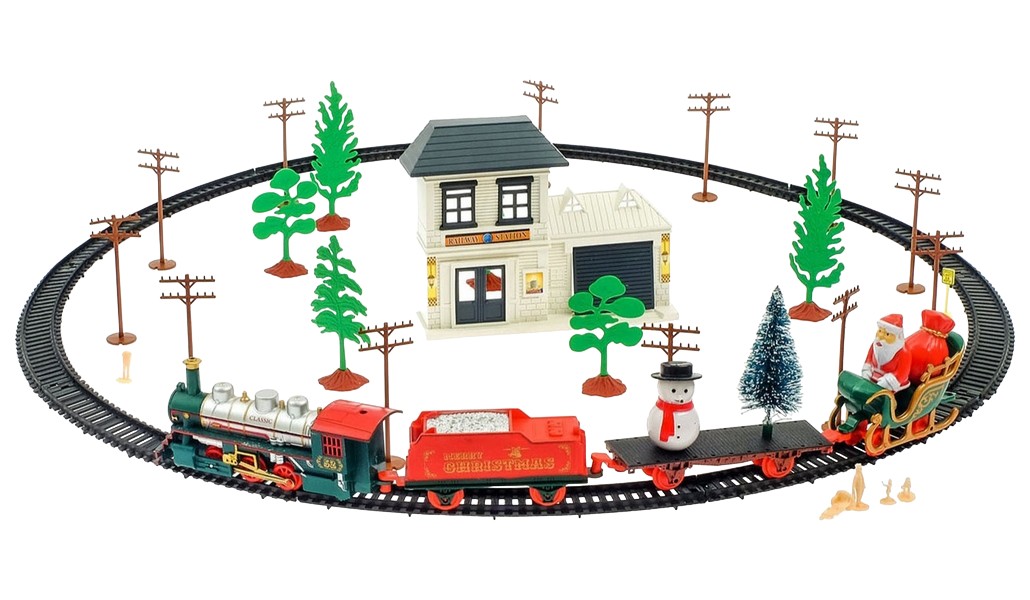 Железная дорога «Посылка от Деда Мороза», работает от батареек многоразовые наклейки посылка от деда мороза