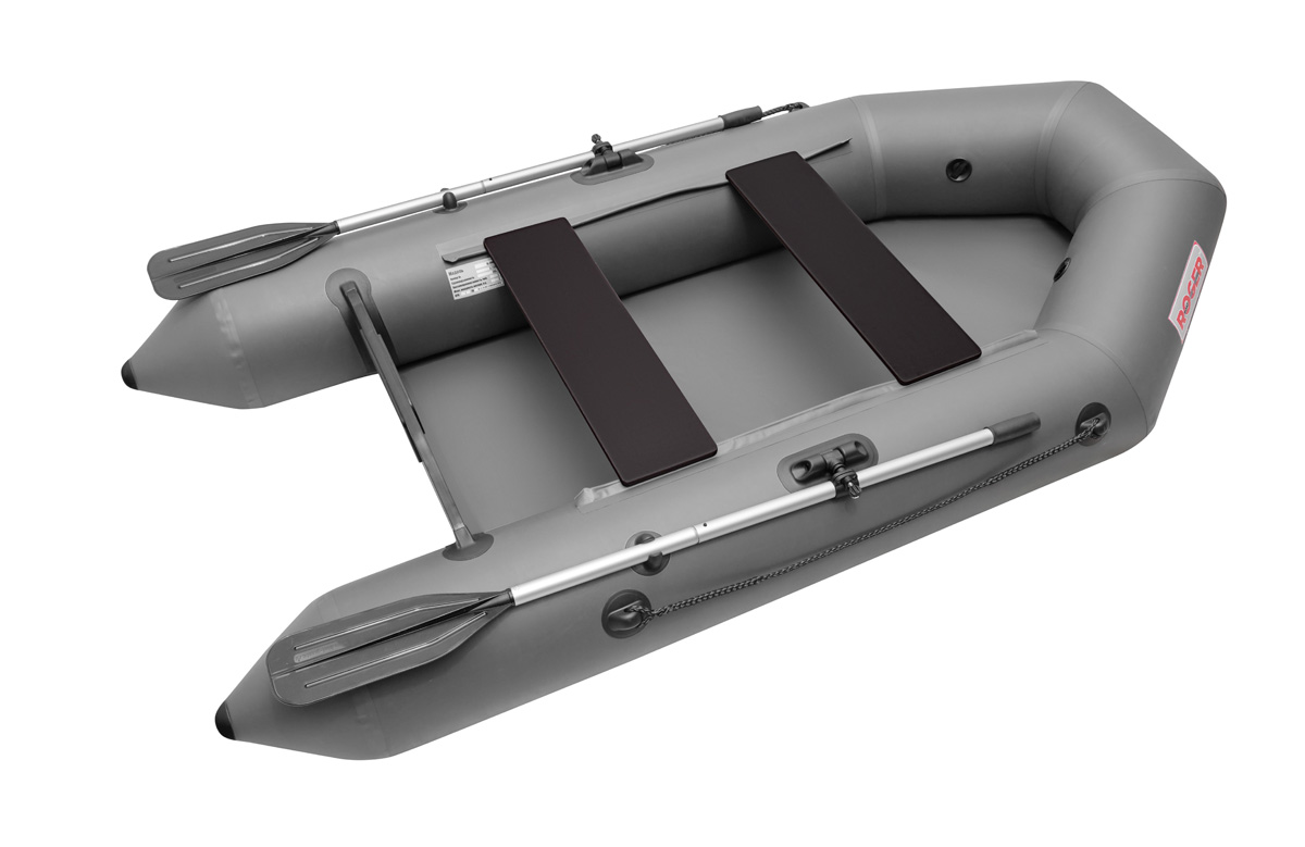 Лодка надувная ПВХ под мотор ROGER Standart SL-2400, серый