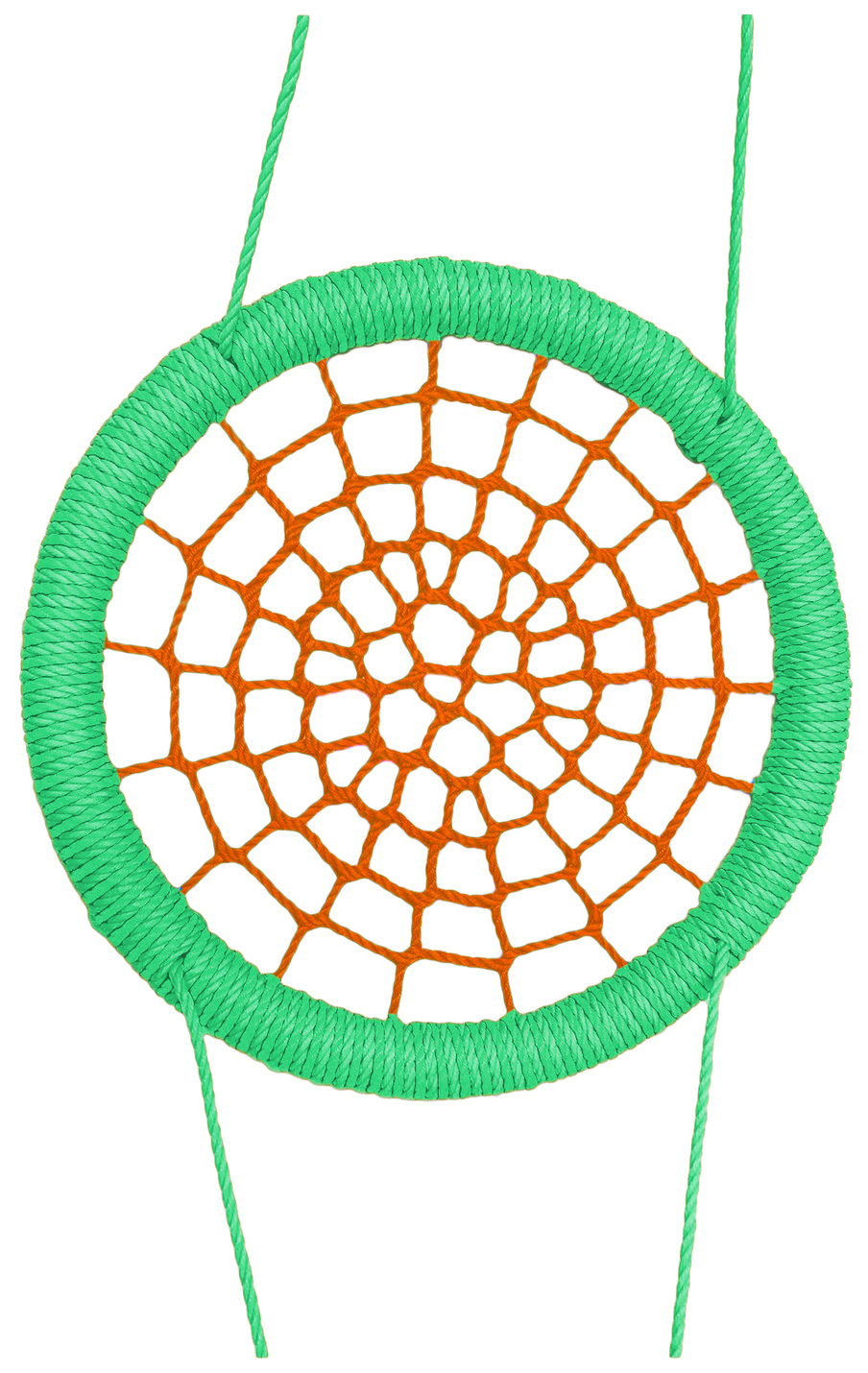 фото Качели-гнездо подвесные stork nest премиум d 140 см обод зеленый толщ. нити 15 мм оранж. jinn