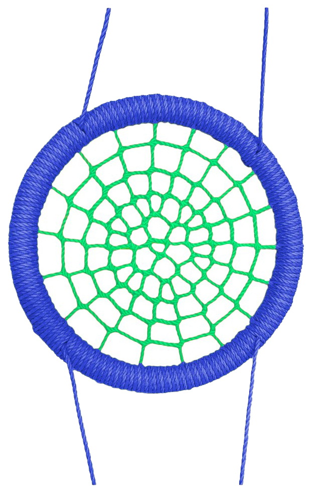 Качели-гнездо подвесные STORK NEST Премиум d 140 см Обод синий толщ. нити 15 мм зеленый