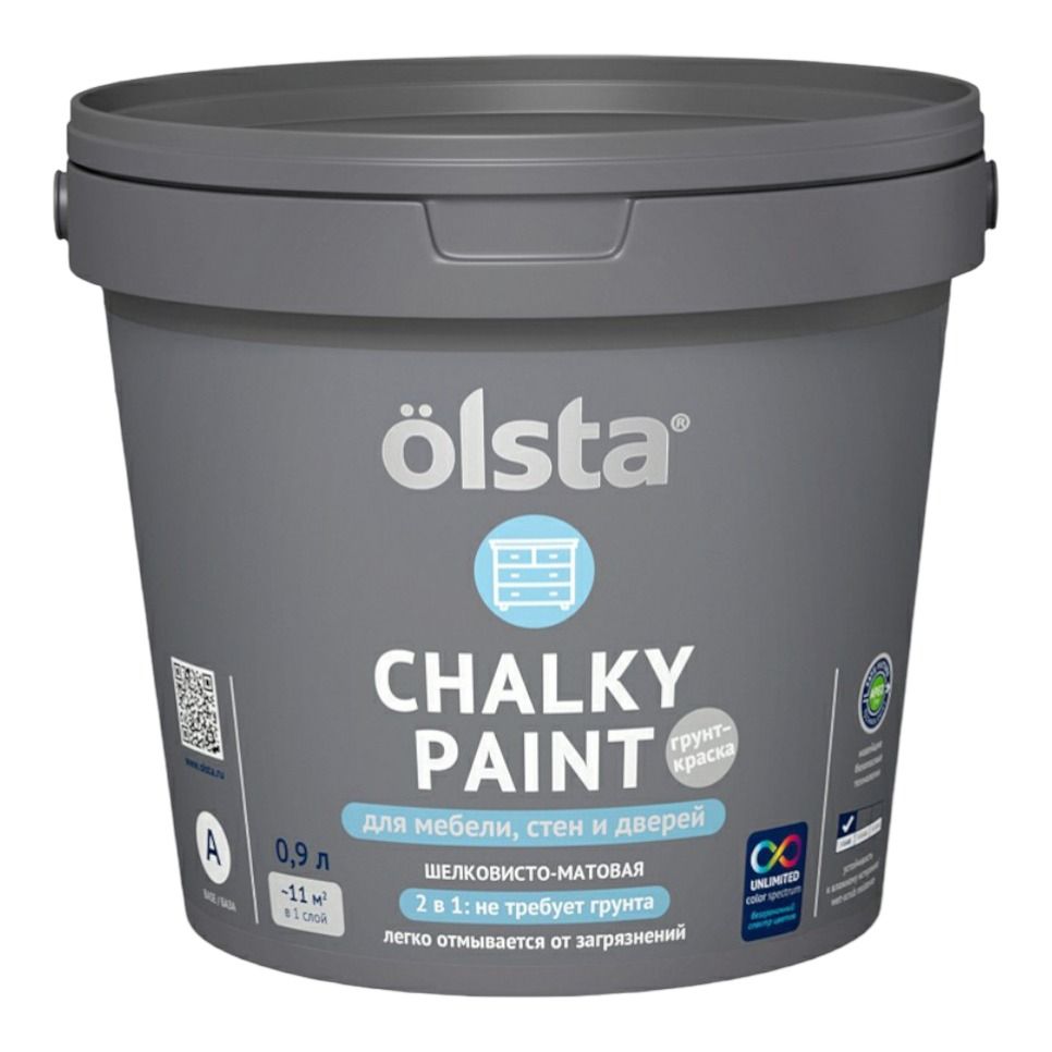 фото Краска водно-дисперсионная акриловая olsta матовая chalky paint 2 в 1 под колеровку 900 мл