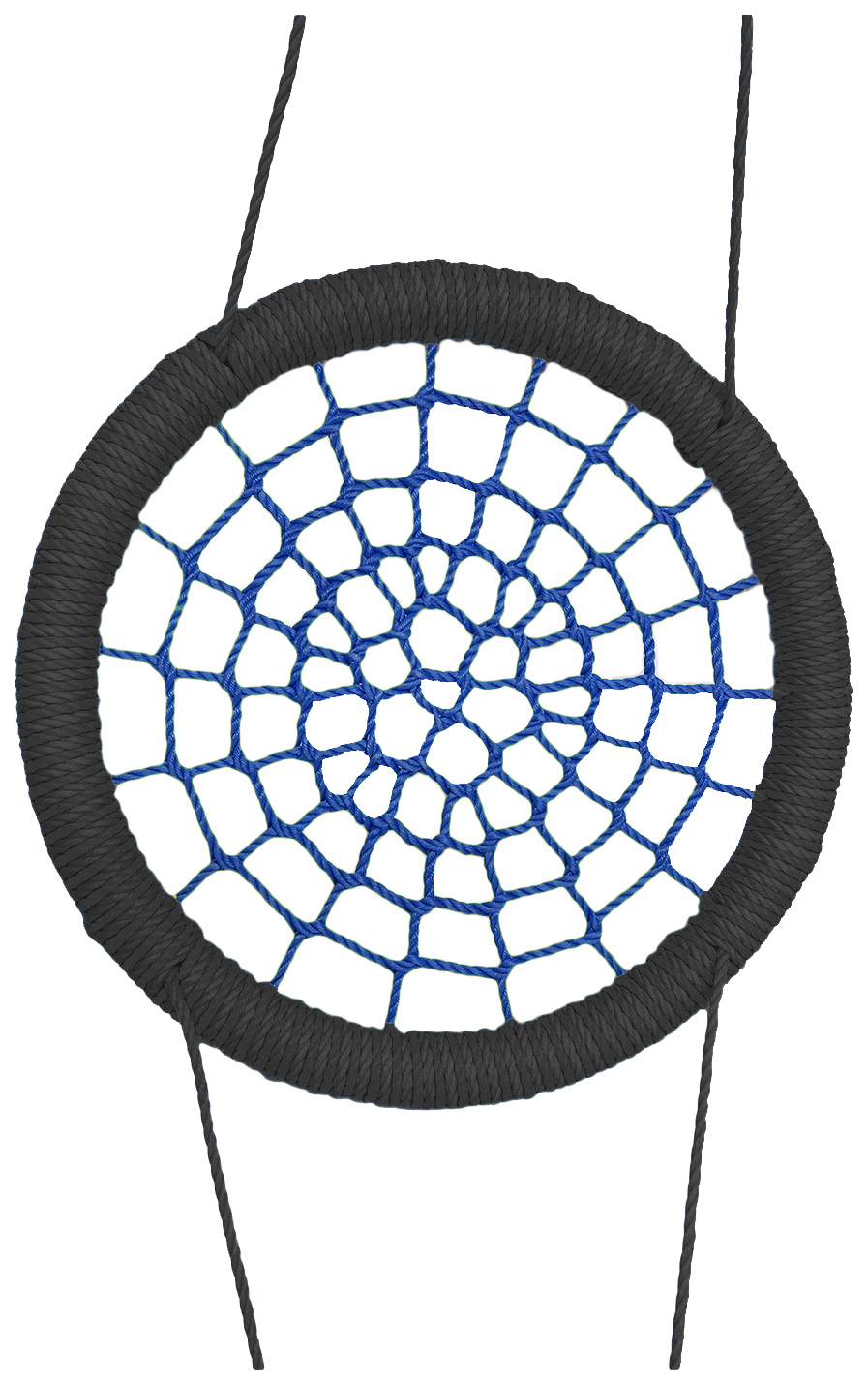 Качели-гнездо подвесные STORK NEST Премиум d 140 см Обод Черный толщ. нити 15 мм синий
