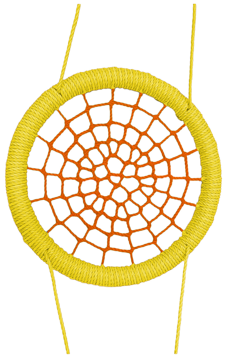 Качели-гнездо подвесные STORK NEST Премиум d 80 см Обод Желтый толщ. нити 15 мм оранжевый
