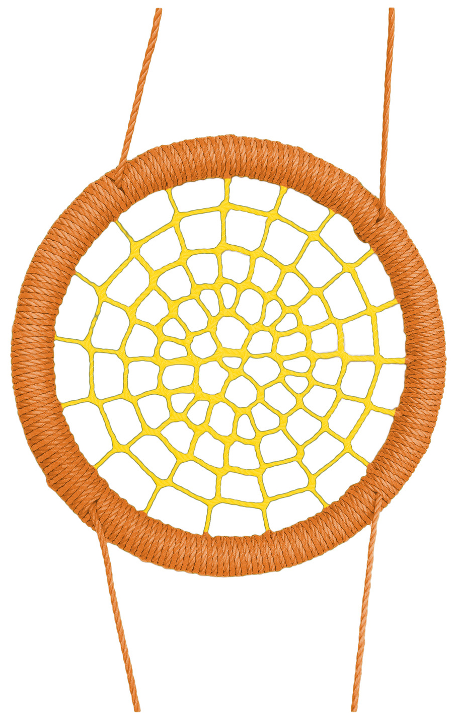 Качели-гнездо подвесные STORK NEST Премиум d 80 см Обод оранжевый толщ. нити 15 мм желтый