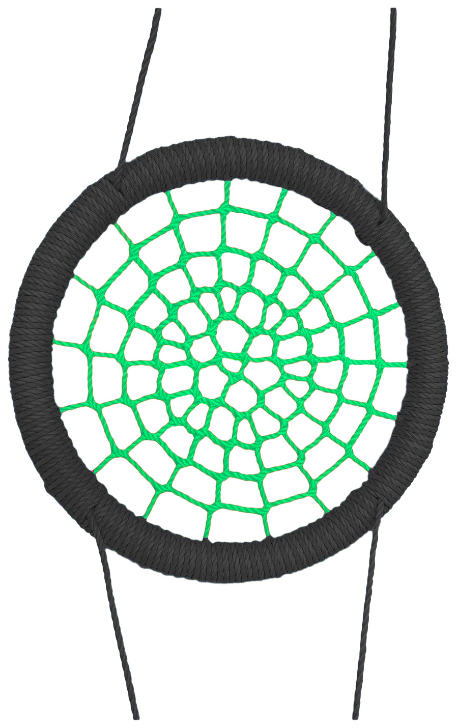 Качели-гнездо подвесные STORK NEST Премиум d 80 см Обод Черный толщ. нити 15 мм зеленый