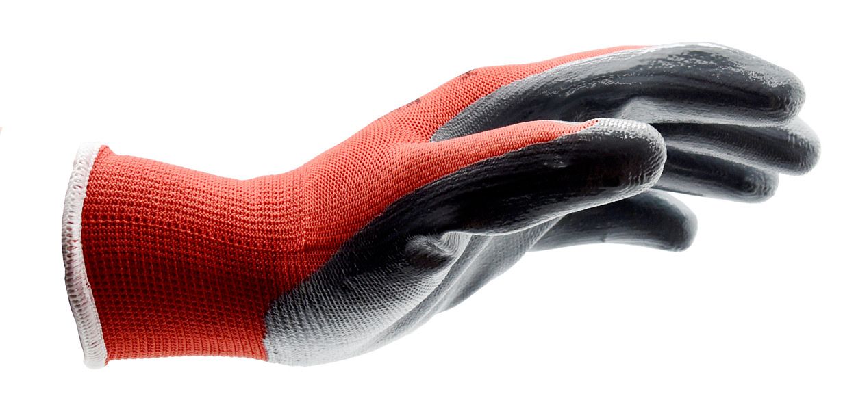 Перчатки защитные с нитриловым покрытием красно-серые mte RED NITRILE Р.8