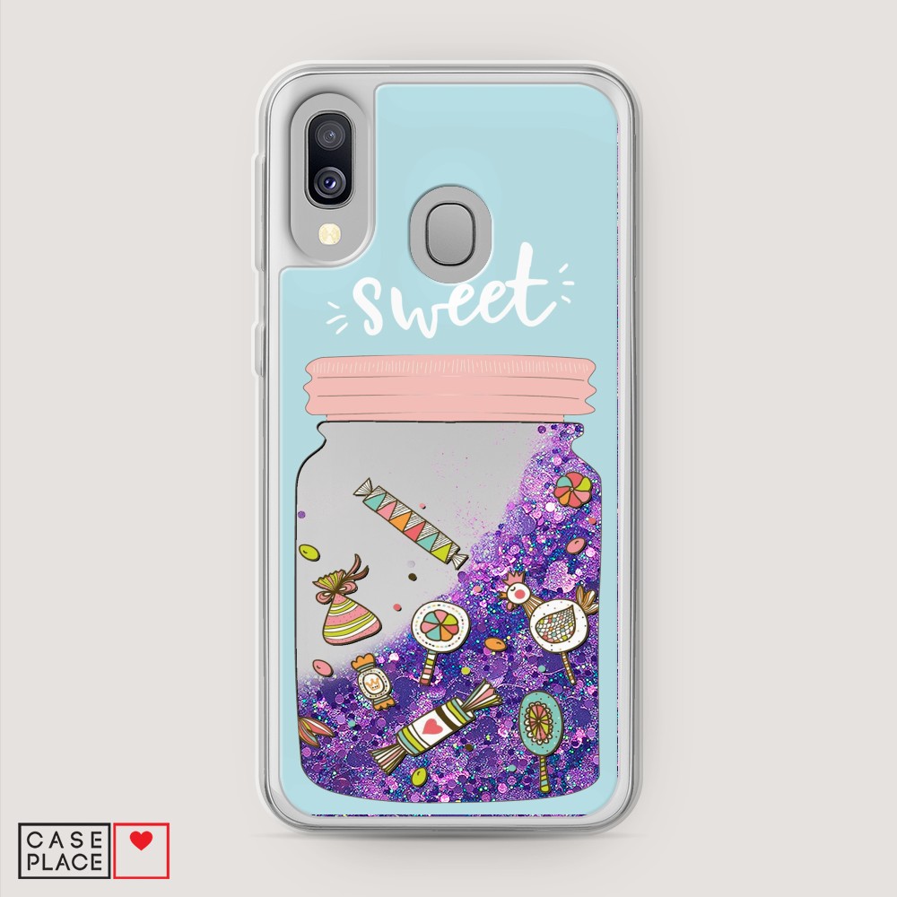 

Жидкий чехол с блестками "Конфетки в банке" на Samsung Galaxy A40