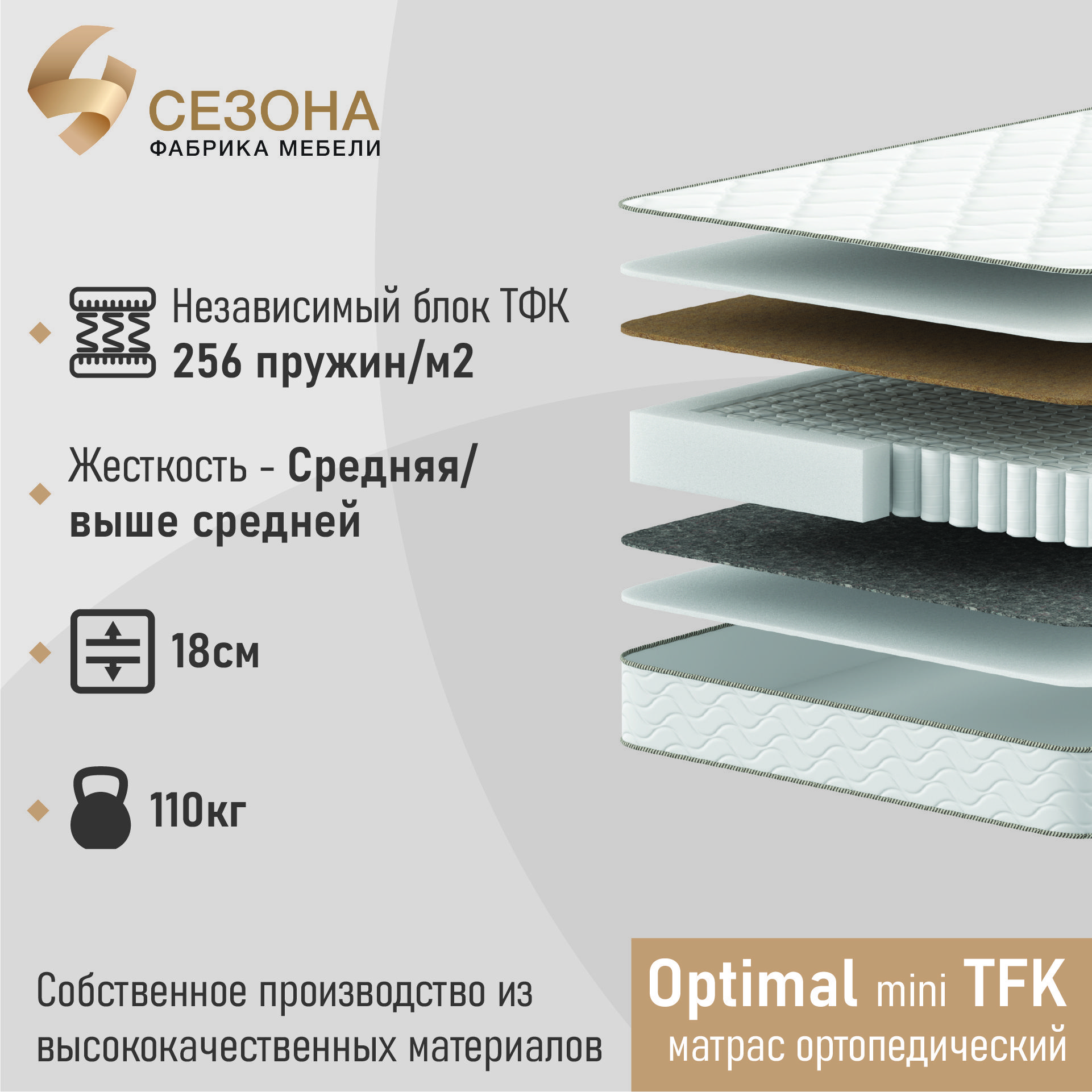 

Матрас ортопедический 4 сезона Optimal mini TFK 90х185, Optimal mini TFK