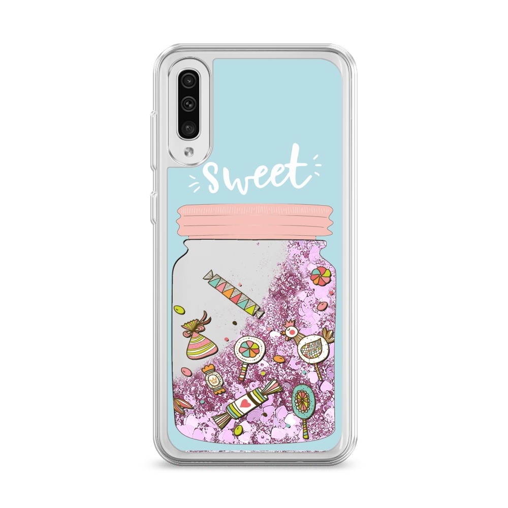 

Жидкий чехол с блестками "Конфетки в банке" на Samsung Galaxy A50