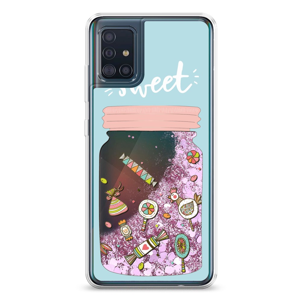 

Жидкий чехол с блестками "Конфетки в банке" на Samsung Galaxy A51, 28994-1
