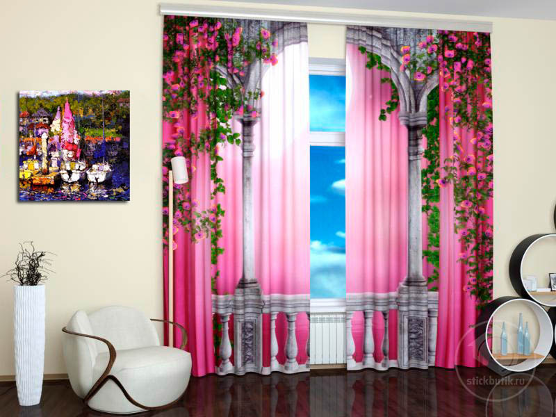 фото Stickbutik розовые мечты (крепление: шторная лента, материал шторы: габардин, высота: 260,