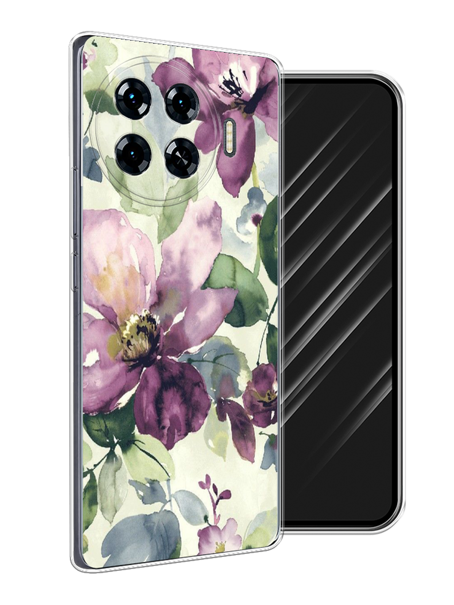 

Чехол Awog на Tecno Spark 20 Pro Plus "Сиреневые цветы-акварель", Фиолетовый, 305050-1