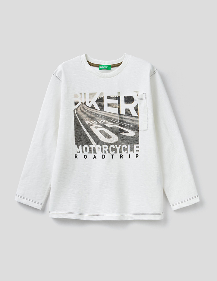 

Лонгслив для мальчиков Benetton цв. белый р.170, 21A_3F93C15CD