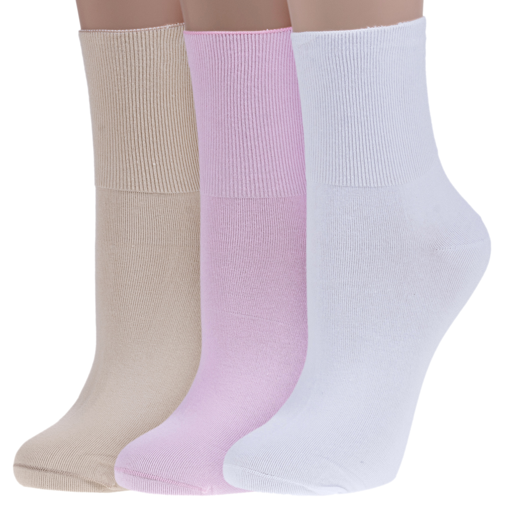 

Комплект носков женских Rusocks 3-Ж-1800 бежевых; розовых; белых 23-25, 3-Ж-1800