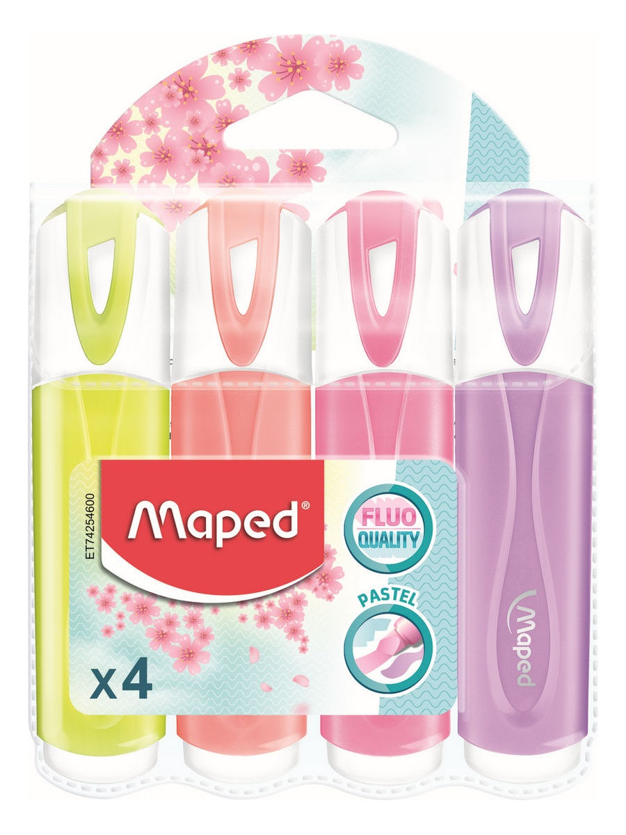 Текстовыделитель MAPED Fluo Quality Pastel, 4 пастельных цвета