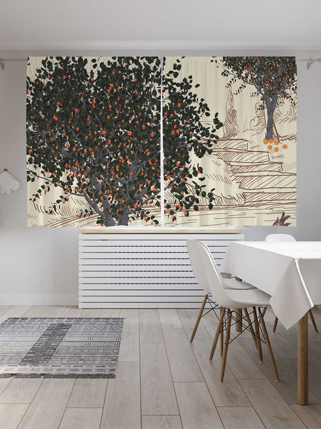 фото Шторы с фотопечатью joyarty «городской сквер» из сатена, 145х265 см